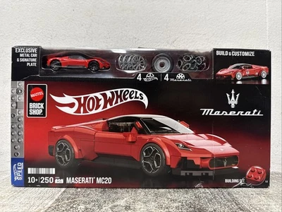 Mattel Brick Shop Hot Wheels Maserati MC20 Building Toy Kit 250 Pieces NEW - Image 1 of 2