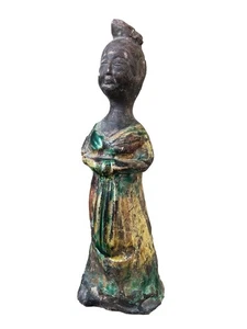 Statue de femme en céramique, terre cuite émaillée asiatique (Chine) - Imagen 1 de 5