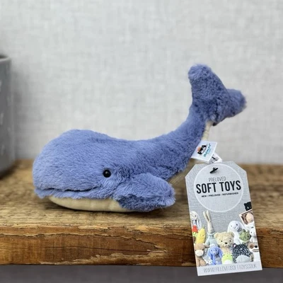Jellycat Tiny Wilbur Whale - Blue Mini Blue Whale Jellycat Cordy/plush 6” - Image 1 of 4