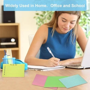 200 Hojas Tarjetas Índice Colores 3x5 Regladas, Tarjetas Flash Gruesas para Estudiar, 3x5 - Imagen 1 de 7