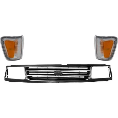 New Front Grille and Left Right Corner Light For 1993-1998 Toyota T100 Set of 3 Foto 1 de 4
