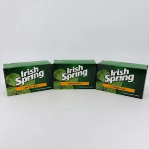 Vtg X3 Irish Spring 3.7 Oz Bar Soaps - ORIGINAL - NO FLAXSEED OIL - DISCONTINUED - Picture 1 of 3