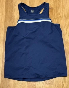 Athleta Girl Navy Blue Game Set Match Pleated Back Tank Top Size XL 14 - Picture 1 of 5