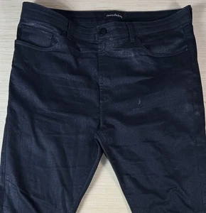 Pantalones de mezclilla MONFRERE para hombre talla 38x34 negro oscuro lavados sutiles plateados brillantes - Imagen 1 de 6