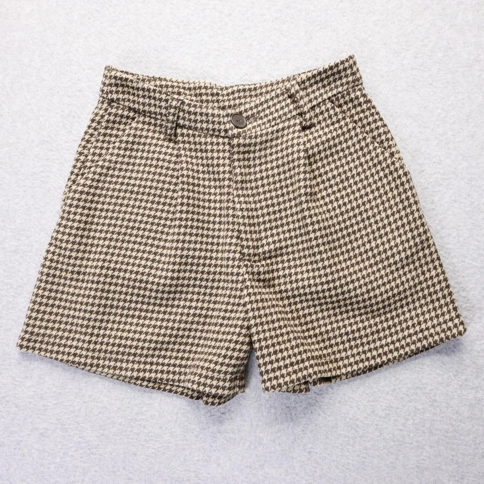 HYFVE Shorts Womens S Brown Houndstooth Pleated Front Academia Office Career Lux - Image 1 of 4