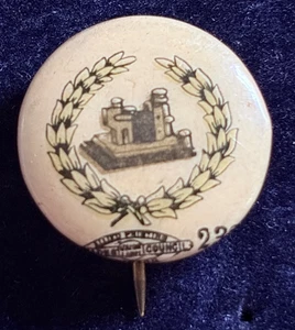 ANTIQUE CELLULOID BUTTON PIN BADGE CIRCA 1897 WREATH PRINTING PRESS CHICAGO - Picture 1 of 4