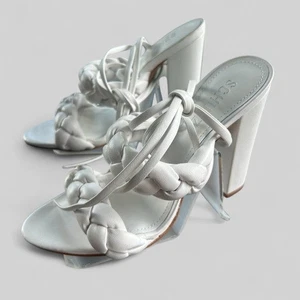 Schutz Leather Braided Heels Zarda Ankle Wrap White New size 5.5 B ladies Brazil - Bild 1 von 9