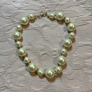 Vintage Napier Signed Choker Large Faux Pearl Beads Statement Necklace 15” - Picture 1 of 3