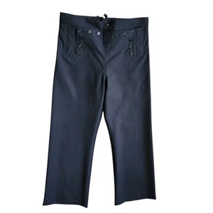 Vintage 60s Black US Navy Dress Pants Lace Up Wool Sailor Maritim Size 38R - Bild 1 von 8