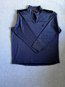 Spyder Active 1527900 Men Sz L Navy Heather 1/4 Zip Performance Pullover $125 - Picture 1 of 7