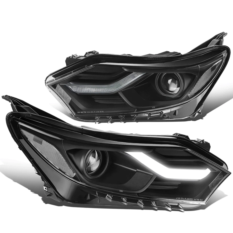 Fit 18-21 Chevy Equinox Black/ Clear Projector Headlights Head Lamps w/ LED DRL - Image 1 of 4