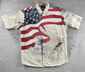 Red Head Button Up Hemd Herren XL USA Flagge Constitution AOP 4th Of July Patriot - Bild 1 von 7