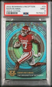 MARVIN MIMS POP 1! NONE HIGHER 2022 Bowman U Inception Aqua V2 #2/199 MINT PSA 9 - Picture 1 of 3