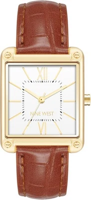 Reloj con correa para mujer Nine West marrón miel/dorado  Foto 1 de 4