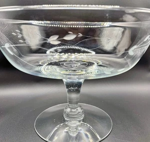 Vintage Prinzessin Glas geätzter Sockel elegante Schale geätzt 10" Durchmesser Größer - Bild 1 von 24