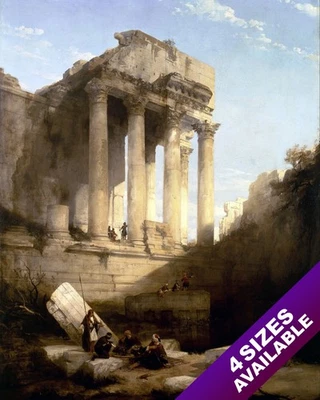 TEMPLO DE BACO ANTIGUAS RUINAS ROMANAS EN LIBANO PINTURA ARTE IMPRESIÓN EN LIENZO REAL Foto 1 de 4