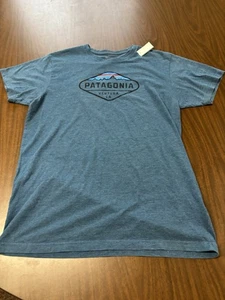 Patagonia T-Shirt Mens Large Blue Slim Fit Ventura CA Graphic 38907 Crew Neck - Picture 1 of 14