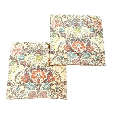 Pottery Barn Floral Colorful Pattern Pillow Covers 20"x20" Set Of 2 Velvet Soft - Image 1 of 4