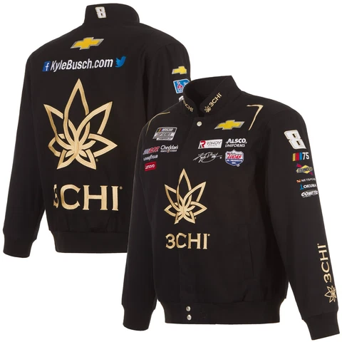 2023 Kyle Busch JH Design 3Chi Cotton Twill Uniform Full Snap Jacket  Black Cover