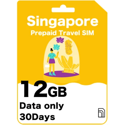 Singapore Prepaid Travel SIM Card 12GB Data for 30 Days - image 1 of 4