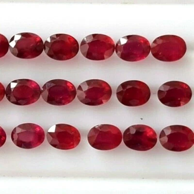 Wholesale Lot 5x4mm Oval Facet Natural Mozambique Ruby Loose Calibrated Gemstone - Image 1 of 4