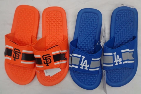 Mens MLB Striped Shower Slide Shoes Forever Collectibles Cover