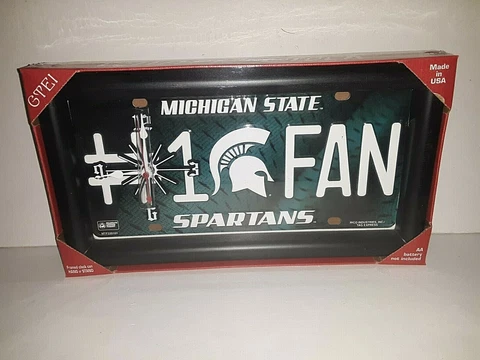 Michigan State Spartans NCAA # 1 Fan Quartz License Plate Clock Cover