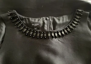 Hobbs size 14 black cocktail black lined dress diamanté neck zipper fastening - Picture 1 of 10