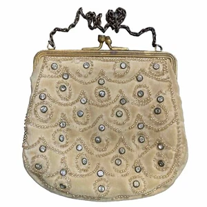 Vintage 1920’s Seed Bead Jeweled Clasp 4.5” Beaded Handbag Art Deco Clutch Purse - Picture 1 of 14
