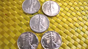 LOT 5-- 1936*1941*1941*1942*1945 Walking Liberty Half Dollar 90% Silber A.U. BU - Bild 1 von 12