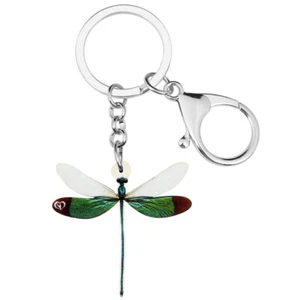 Acrylic Green Dragonfly Keychains Purse Bag Key Ring Insects Jewelry Charm Gifts - Picture 1 of 5
