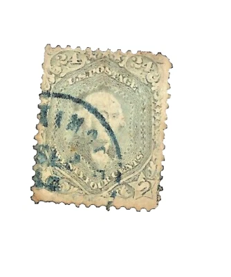 US # 70b, 24 cent steel blue , blue cancel, 1861, VF, scv. $800 - Image 1 of 2