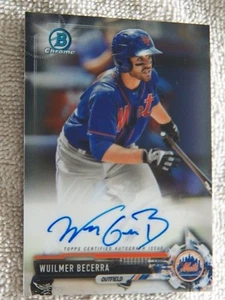 New York Mets Wilmer Becerra signierte 2017 Bowman Chrome Autogrammkarte - Bild 1 von 1
