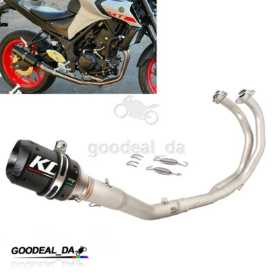 Silenciador de carbono de tubo de escape sistema completo para Yamaha MT-03 YZF R3 2015-2024 Foto 1 de 4