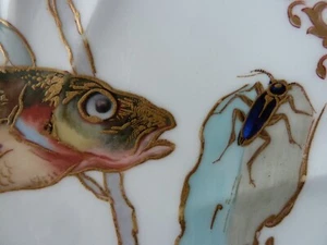 3X ANTIQUE LIMOGES HAVILAND HAND PAINTED GOLD GILT FISH PLATES ART NOUVEAU - Picture 1 of 21