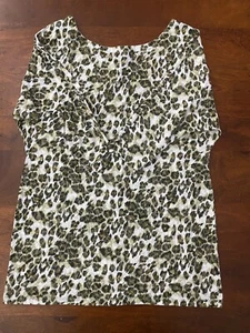 INC Women Size M Blouse Top Animal Print Crew Neck Line Preown - Picture 1 of 8