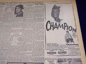 1949 8 aprile new york times - kirk douglas in champion opens - nt 2668 - Foto 1 di 3