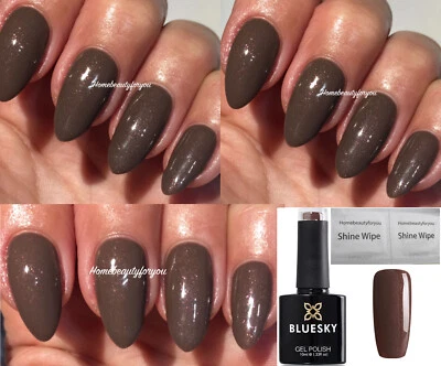 BLUESKY GEL NAIL POLISH BROWN MOCHA SHIMMER UV LED A14 SOAK OFF
