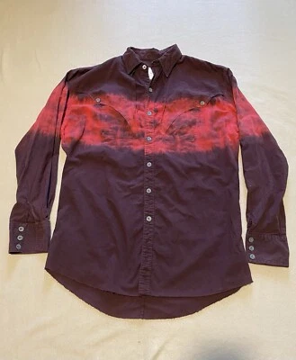 Vintage Caped Western Cowboy Shirt Mens XL Red Frontier Rider Rodeo Long Sleeve - Image 1 of 4