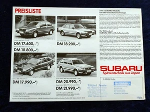 Subaru 1800 Turismo Sedan Super Station Station 4WD Preisliste 1983 - Bild 1 von 2