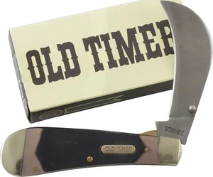 Schrade Old Timer Hawkbill Pruner Pocket Knife SCH216OT Brown Sawcut Delrin - Picture 1 of 2