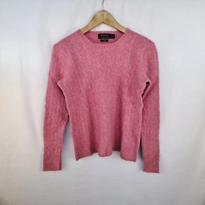 Maglione Polo Ralph Lauren 100% Cashmere rosa taglia M da donna a trecce - Foto 1 di 4