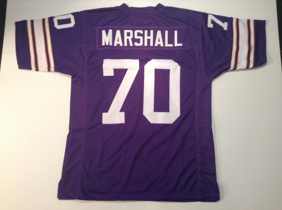 UNSIGNED CUSTOM Sewn Stitched Jim Marshall Purple Jersey - M, L, XL, 2XL, 3XL