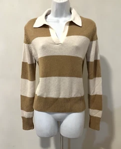 ESPRIT Long Sleeve Cashmere Blend Pullover Striped Collared Sweater Jumper S - Picture 1 of 13