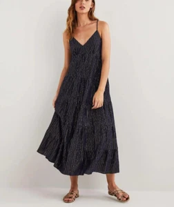 BODEN Tiered Maxi Cover Up size 14 petite Navy Lurex Strappy D0421 b41a - Picture 1 of 2