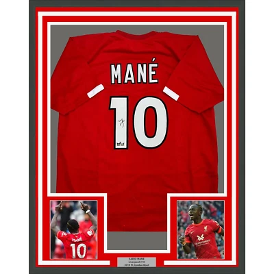 Framed Facsimile Autographed Sadio Mane 35x39 Liverpool FC Red Reprint Jersey - Image 1 of 2
