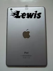 iPad Mini Personalised Custom Name Sticker Vinyl Decal Flame Kids tablet Fire - Picture 1 of 7