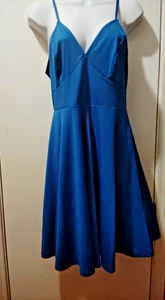 Royal Blue Adj.Spaghetti Strap Flare Dress Medium ELOSOL NWT - Picture 1 of 5