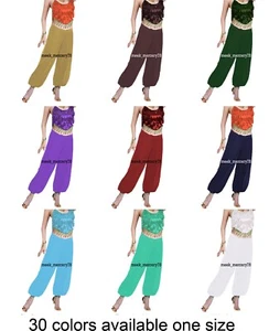 Pantalón de yoga harén transparente baile vientre elástico cintura color gasa mujer C14-2 - Imagen 1 de 34