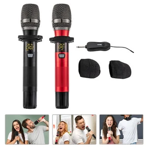2x Mikrofon Kabellos, Drahtloses Funkmikrofon Microphone Handmikrofon Dynamisch - Bild 1 von 22